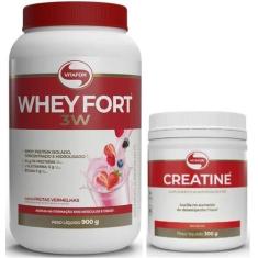 Imagem de Kit Whey Fort 3W Pote 900G Sabores + Creatina Vitafor 300G