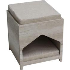 Imagem de Casa De Madeira Clara Quadrada Para Cães E Gatos - Tam. Único