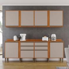 Imagem de Cozinha Compacta 4 Peças 8 Portas 4 Gavetas Pérola Cinamomo/off White