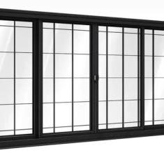 Imagem de Janela Em A o Galvanizado Preto Gold 04 Folhas Com Grade - 10