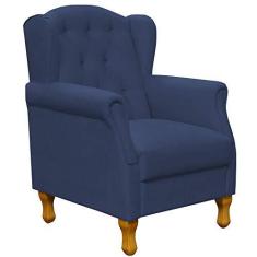 Imagem de Poltrona Decorativa Para Sala de Estar Yara P02 Suede  Marinho - Lyam Decor