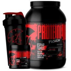 Imagem de Kit Whey Protein Fusion 900g + Creatina 100g + Coqueteleira - Espartanos-Unissex