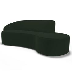 Imagem de Sofá Living 3 Lugares 210cm Braço Esquerdo Mozart D06 Veludo Verde - Mpozenato