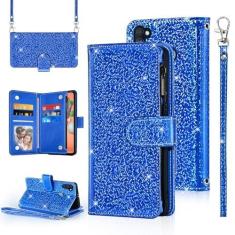 Imagem de Furiet Capa carteira de bolinhas para Samsung Galaxy A11/M11 com alça de pulso alça de ombro com zíper bolsa flip com glitter brilhante suporte para cartão de crédito acessórios capa de celular para A