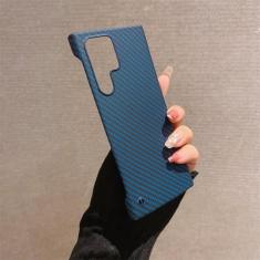 Imagem de Capa de telefone com padrão de fibra de carbono sem moldura para Samsung Galaxy S23 S22 S21 Ultra Plus Note 20 10 capa traseira fina à prova de choque, azul, para S23