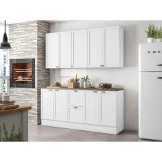 Imagem de Cozinha Completa 4 Peças 9 Portas 2 Gavetas Unna Espresso Móveis Branco