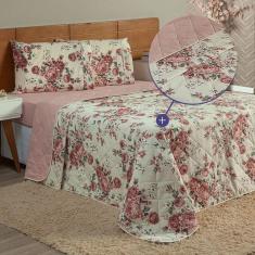 Imagem de Kit Cobre Leito E Jogo De Lençol Solteiro 3 Peças Esmeralda 100% Algodão Percal 150 Fios Cor:rosê