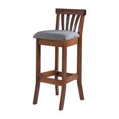 Imagem de Banqueta Alta Estofada Anthurium 36 x 100 Cm Madeira Maciça Imbuia Linho Cinza L55 - RMI