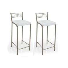 Imagem de Banqueta De Cozinha Gênova 2b705cr Kit 2 Un Níquel/courano Branco - Kappesberg