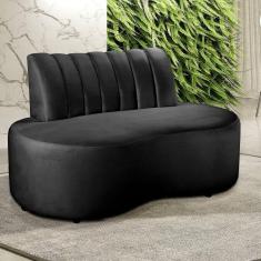 Imagem de Sofá Redondo Curvo Orgânico Namoradeira Doha Preto