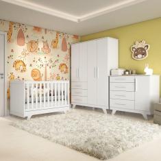 Imagem de Quarto de Bebê Completo com Guarda Roupa, Cômoda e Berço 100% MDF Jolie Retrô Espresso Móveis Branco/Brilho Espresso Móveis