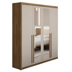 Imagem de Guarda Roupa Solteiro Dubai Com Espelho 4 Portas Nature Fendi Vr - Vil