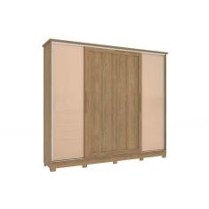 Imagem de Guarda Roupa Casal 4 Portas De Correr E 4 Gavetas C- Pés Cb03n565 Nogueira-macadamia