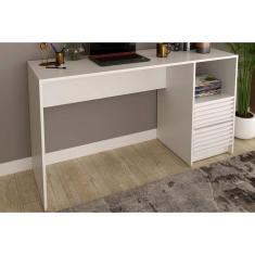 Imagem de Mesa Escrivaninha Juvenil c/ Gaveteiro Ripado ME4174 Branco - Tecno Mobili