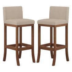 Imagem de Kit 2 Banquetas Alta Estofada para Bancada Gourmet 38x100 Cm Espanha M