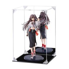 Imagem de Dezzer vitrine de acrílico para colecionáveis ​​montar caixa de exibição de acrílico transparente com parte traseira espelhada, caixa de vidro alternativa para figuras de ação modelo lego ex