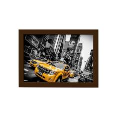 Imagem de Quadro New York Táxi  Foto Moldura Marrom 22x32cm
