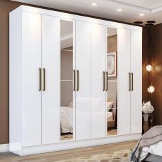 Imagem de Guarda Roupa Casal 08 Portas 4 Gavetas Com Espelho Mabilu Casa 812 Branco