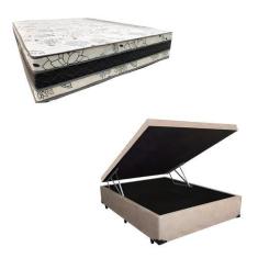 Imagem de Cama Base Box Baú Casal Super Confort Suede Bege + Colchão Casal Super