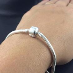 Imagem de Pulseira Berloqueira Prata Maciça 925 Infantil 14 Cm - Lojas La&Ny