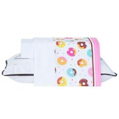 Imagem de Jogo De Cama Infantil Lençol Urso Donuts Branco Solteiro 03 Peças - Pe