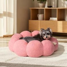 Imagem de WESTERN HOME WH Camas calmantes para cães médios - cama fofa para gatos e cães em sherpa de pelúcia de pelúcia, cama média para cães com donuts, antiderrapante, lavável na máquina, para animais de