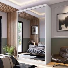 Imagem de guarda-roupa solteiro com 2 espelhos genebra 2 pt 2 gv branco