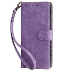 Imagem de Capa compatível com Samsung Galaxy A05S 4G, capa com compartimento para cartão. Design carteira, proteção RFID. Capa flip sustentável roxa