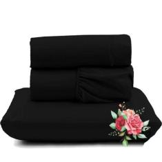 Imagem de Jogo Lençol Dia A Dia Percal Solteiro 3 Peças Barato - Preto - Casa Sh