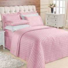 Imagem de Kit Top Line Cobre Leito Queen 180 Fios + Jogo De Lençol - 7 Peças Rose