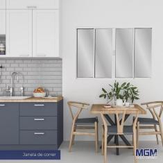 Imagem de Janela de Alumínio de Correr 100x120cm 4 Folhas 2 Fixas com Vidro Liso Linha Soft mgm Branco