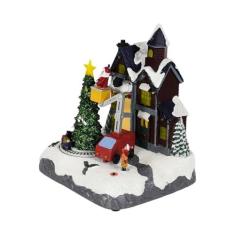 Imagem de Aldeia de Natal Iluminada,Visualização da Aldeia de Natal - Aldeia de Natal iluminada com música | Edifícios colecionáveis, exibição de cenas da cidade natalina, estatuetas da vila natalina para casa