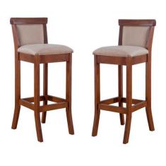 Imagem de Kit 2 Banquetas Estofadas Alta Com Encosto 36 x 100 Cm Mônaco Madeira 