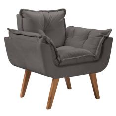 Imagem de Poltrona Opalla Suede Grafite 01 Lugar Base Palito