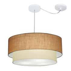 Imagem de Pendente Duplo Cilíndrico Desvio 55X50cm Bivolt Palha Bege