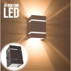 Imagem de kit 6x Arandela Marrom + LED 5W 3000K luminária Externa Parede Muro 2 Focos Frisos Fachos St327