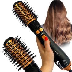 Imagem de Escova secadora rotativa potente 1300w bivolt - Britania, Preto e Dour
