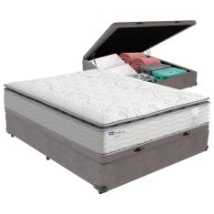 Imagem de Cama Box Baú Casal E Colchão Molas Ensacadas Amsterdã Probel Cor:cinza