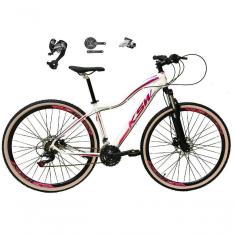 Imagem de Bicicleta Feminina Aro 29 Ksw Mwza 27v Câmbios Shimano Altus Freios Hidráulicos - Branco-pink-violeta Tam.15