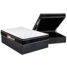 Imagem de Cama Box Baú Casal: Colchão Espuma Castor D33 Black E White Air Euro Pillow + Base Gray(138X188)