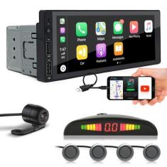 Imagem de Kit Multimídia 1 Din + Câmera Ré + Sensor Ré Cinza Grafite New Beetle 