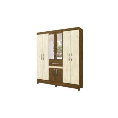 Imagem de Guarda Roupa de Casal Portugal 06 Portas e Espelho Avelã/Castanho - Mo
