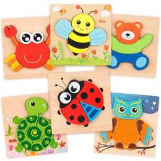 Imagem de Conjunto de quebra-cabeças de madeira Coogam Animal Shape 3-6 anos par
