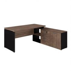 Imagem de Mesa Advogado em L Web40 1,90x1,60m c/ Armário Ameixa/Preto