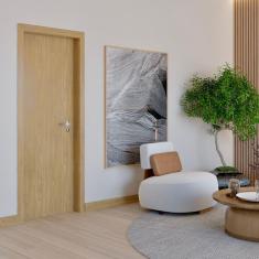 Imagem de Kit Porta Completa com Ferragens 94x213x14 Esquerda Freijó