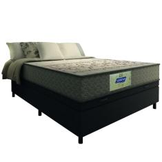 Imagem de Cama Box Baú Casal Colchão Molas Flora Gazin Cinza/Branco 138x188x63cm - Suporta Até 110 Kg