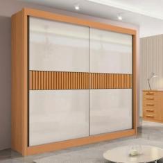 Imagem de Guarda-roupa Casal 2 Portas 6 Gavetas 100% Mdf Hawai Ripado off White ou Cinamomo