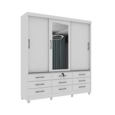 Imagem de Guarda Roupa 3 Portas 9 Gavetas Com Espelho E Pés branco