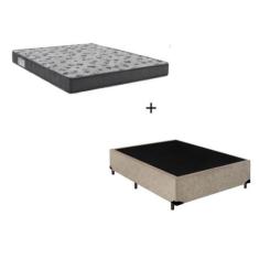 Imagem de Cama Box Casal 138 Suede Bege Com Colchão De Espuma - D33 Ortobom Iso