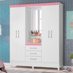 Imagem de Guarda Roupa Casal Arezzo Branco/Rosa/Branco